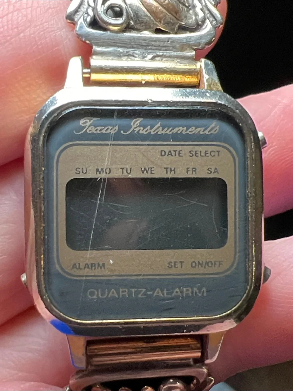 VTG Texas Instruments Watch Native American Signed Sterling Silver Watch Tips